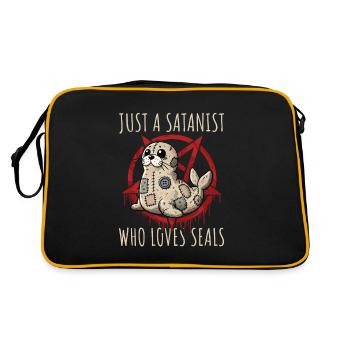 Just A Satanist Who Loves Seals Heavy Metal Fun - Retro Bag - black/gold - Back