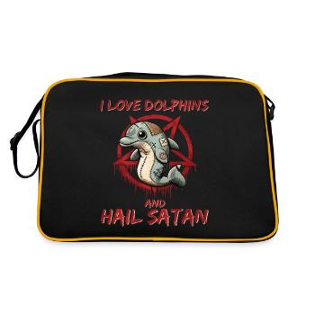 I Love Dolphins And Hail Satan Gothic Metal Ocean - Retro Bag - black/gold - Back