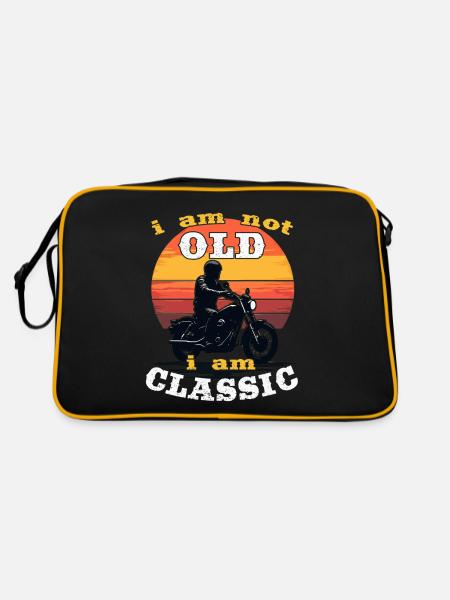 Ich bin nicht alt, ich bin klassisch - Retro Tasche - Schwarz/Gold - Hinten