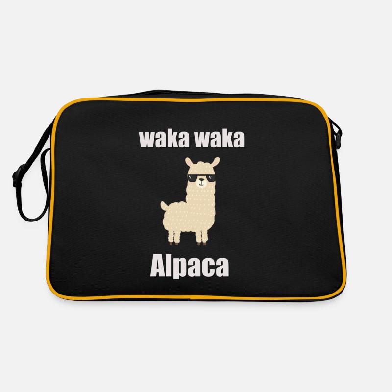 Waka Waka Alpaca Lama Spruch - Retro Tasche - Schwarz/Gold
