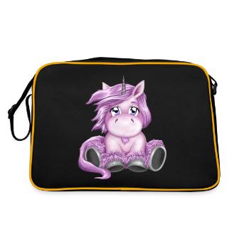 Pink unicorn sweet mythical creature - Retro Bag - black/gold - Back