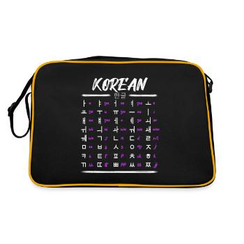 Apprenez les caractères du Hangul coréen - Sac Retro - noir/or - Dos