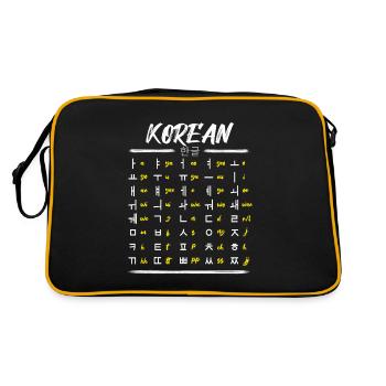 Apprenez les caractères du Hangul coréen - Sac Retro - noir/or - Dos