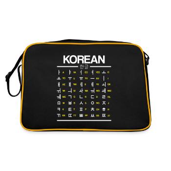 Apprenez les caractères du Hangul coréen - Sac Retro - noir/or - Dos