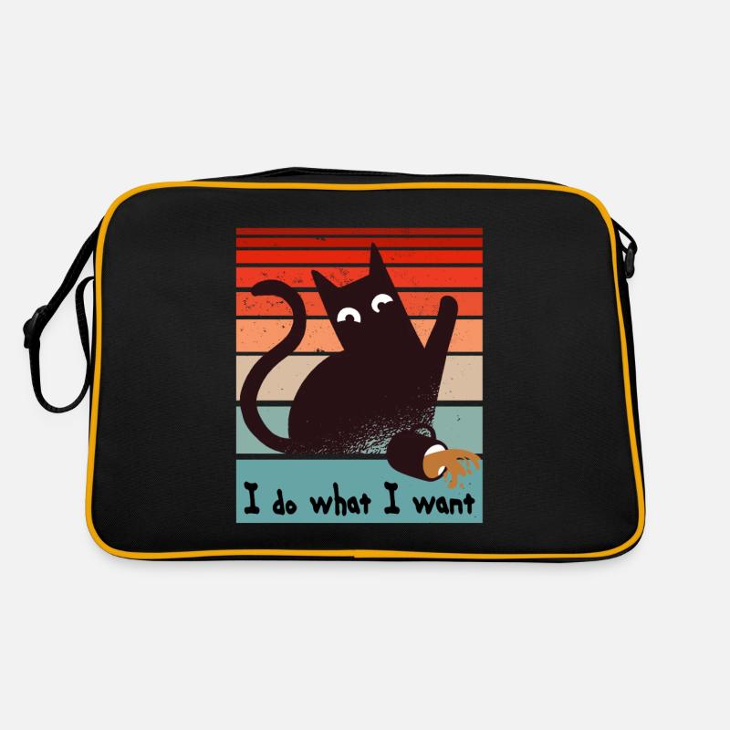 Je fais ce que je veux. Drôle de chat enterré - Sac Retro - noir/or