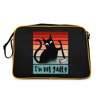 I'm not guilty, Innocent Cat with bloody axe - Retro Bag - black/gold - Back