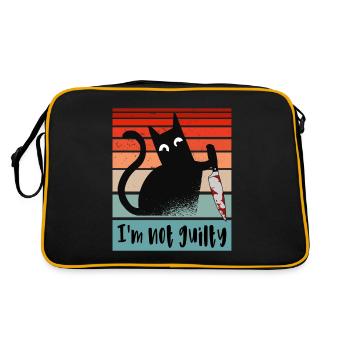 I'm not guilty, Innocent Cat with bloody knife - Retro Bag - black/gold - Back