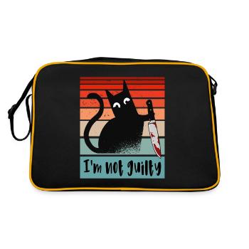 I'm not guilty, Innocent Cat with bloody knife - Retro Bag - black/gold - Back