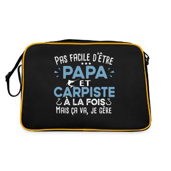 Carpiste homme.Pêcheur. pêche. Poisson cadeau - Sac Retro - noir/or - Dos