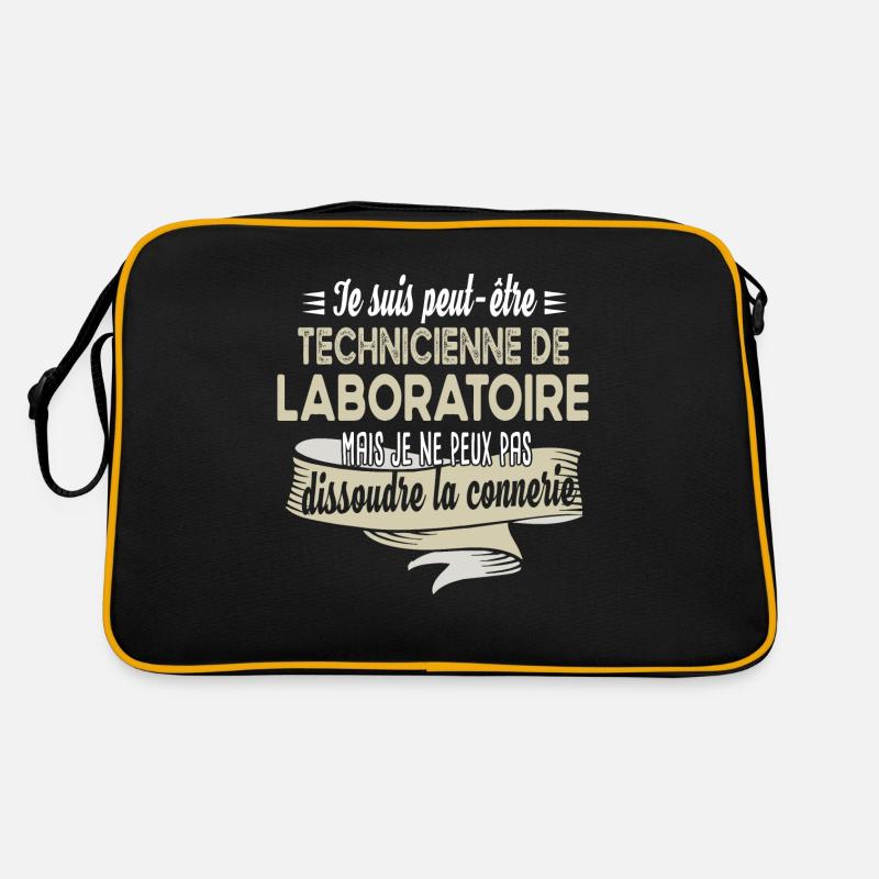 Technicienne laboratoire connerie humour citations - Sac Retro - noir/or