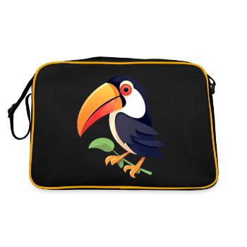 Toucan minimaliste aux yeux rouges - Sac Retro - noir/or - Dos