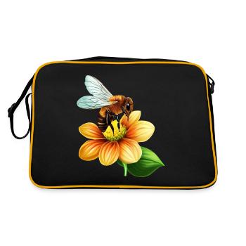 L’abeille mellifère au travail : conception de la pollinisation des fleurs - Sac Retro - noir/or - Dos