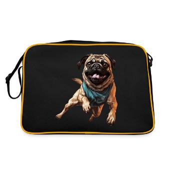 Pug on the move: running, sprinting, galloping - Retro Bag - black/gold - Back