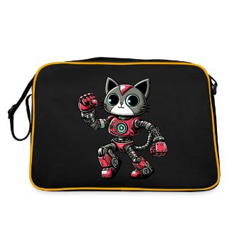 Cat, Robot, Cyborg, Dancing, Dancer, Disco - Retro Bag - black/gold - Back
