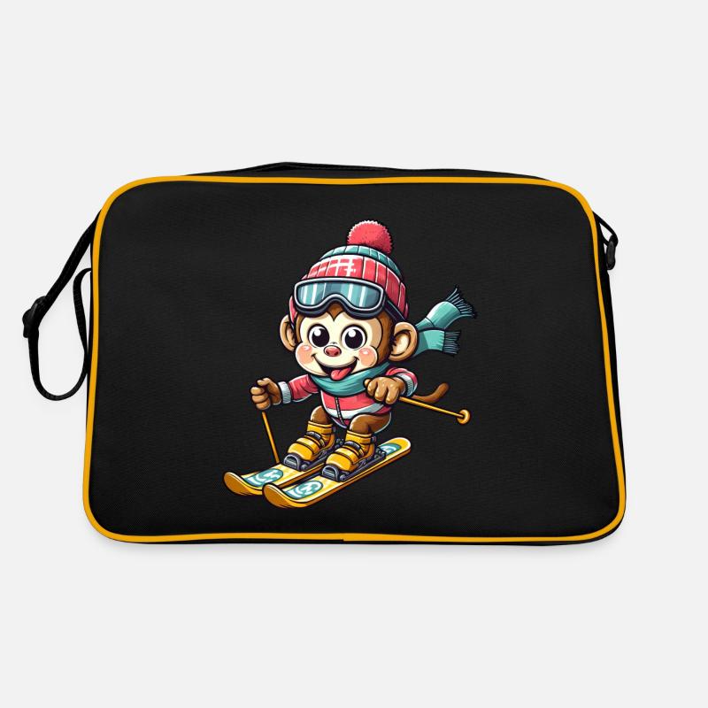 Monkey Chimpanzee Skier Winter Vacation Design Retro Bag