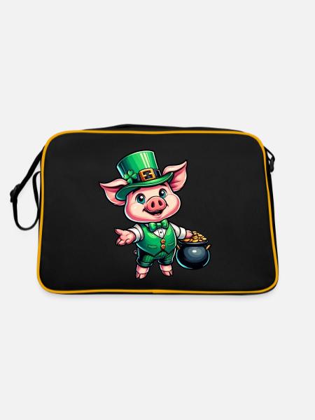 Sweet St. Patrick's Piggy - Retro Bag - black/gold - Back