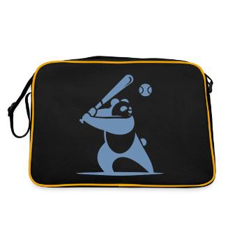 Minimalist panda baseball silhouette - Retro Bag - black/gold - Back