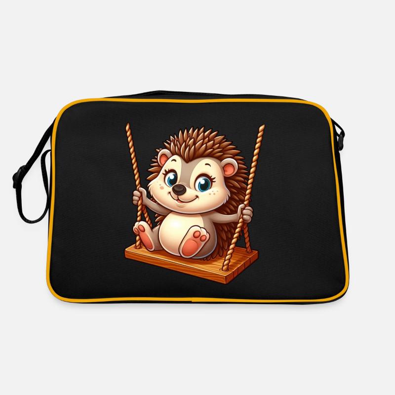 Süßer Igel schaukeln Spielplatz lustig Spaß Retro Tasche