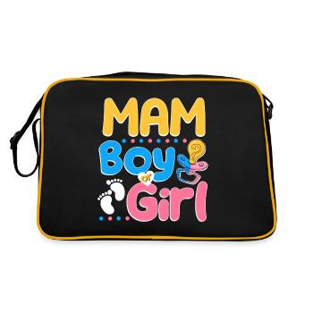 Pink or Blue Mam Loves You Best Mom Ever - Retro Tasche - Schwarz/Gold - Hinten