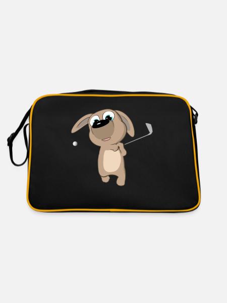 Welpe Golf Schwung - Retro Tasche - Schwarz/Gold - Hinten
