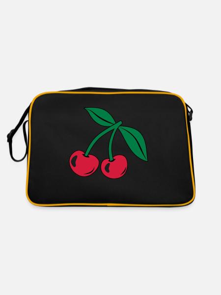 Kirsche - Retro Tasche - Schwarz/Gold - Hinten