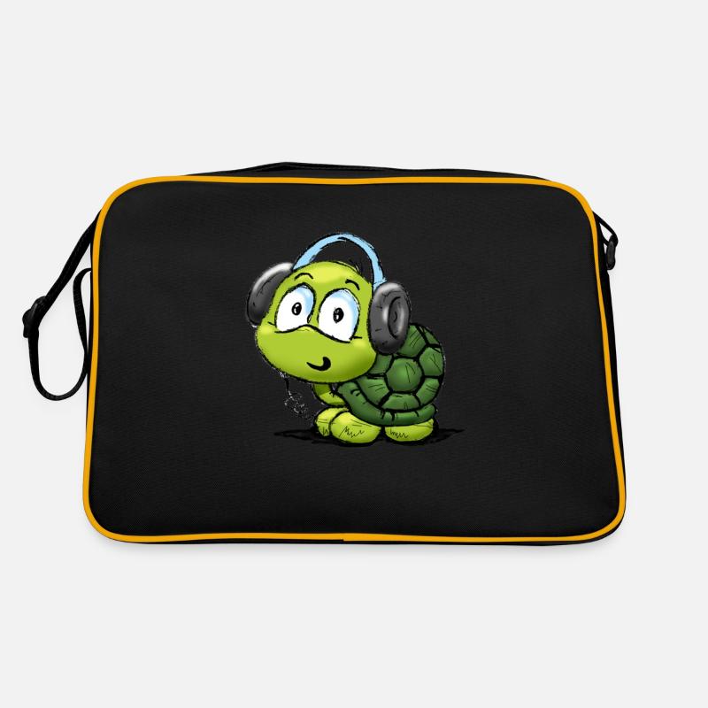 schildkroete_02 - Retro Tasche - Schwarz/Gold