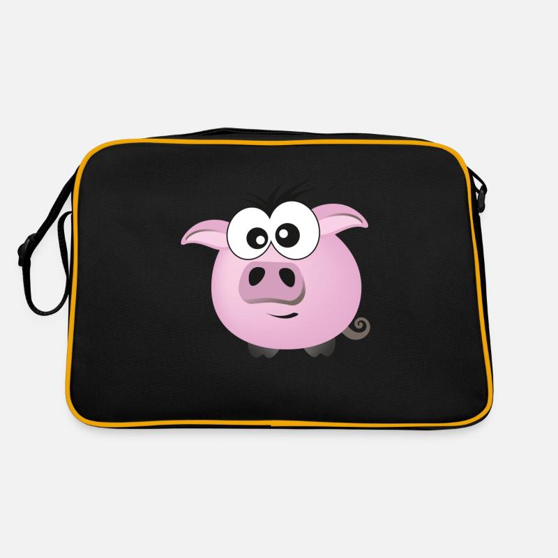 Schweinchen - Retro Tasche - Schwarz/Gold