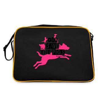 God save the pigs Color - Retro Tasche - Schwarz/Gold - Hinten