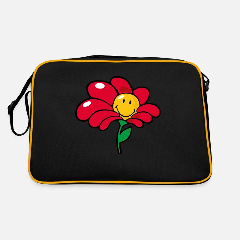 Smiley Flower - Retro Tasche - Schwarz/Gold