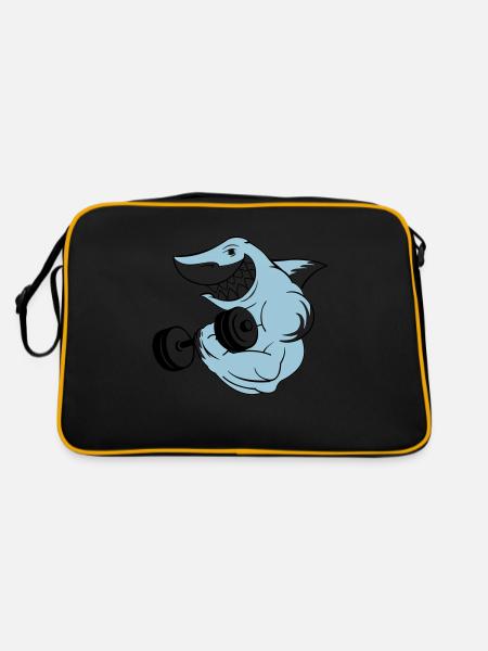 shark_bodybuilder - Sac Retro - noir/or - Dos
