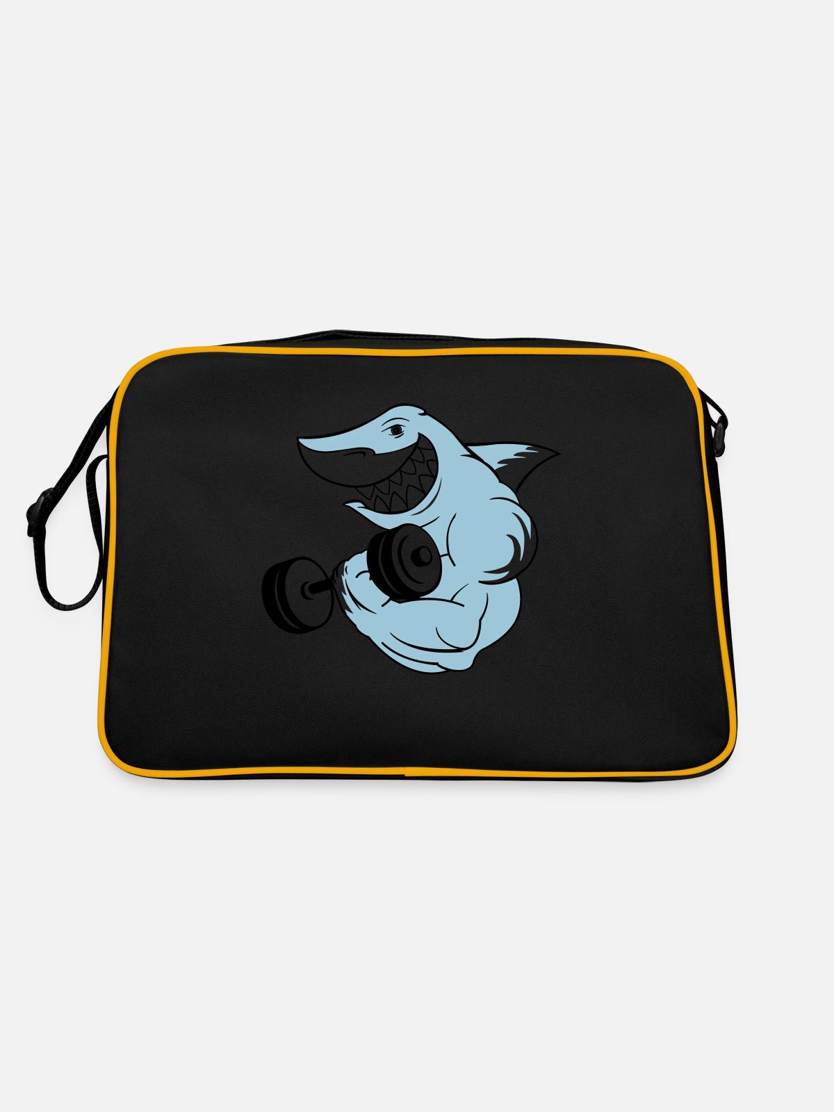 shark_bodybuilder - Sac Retro - noir/or - Dos