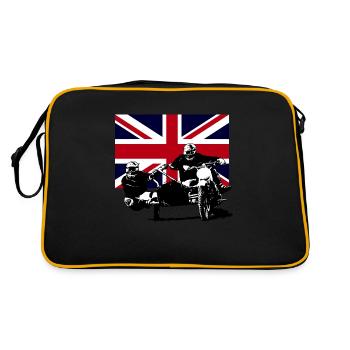 Motocross Sidecar - Union Jack - Retro Tasche - Schwarz/Gold - Hinten