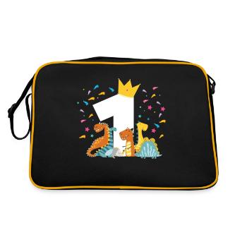 1. Baby Geburtstag - Retro Tasche - Schwarz/Gold - Hinten