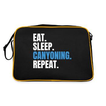 Eat Sleep Canyoning Repeat Schluchteln Schluchten - Retro Tasche - Schwarz/Gold - Hinten