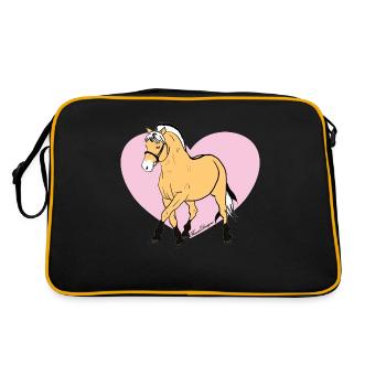 Fjordpferd à tomber amoureux complètement mignon - Sac Retro - noir/or - Dos