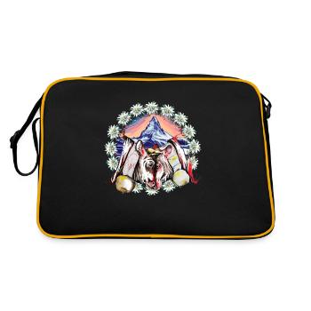 Vache d'hérens eringer avec edelweiss et Zermatt - Sac Retro - noir/or - Dos