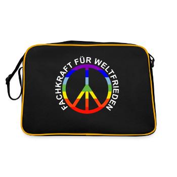 Fachkraft für Weltfrieden - Retro Tasche - Schwarz/Gold - Hinten