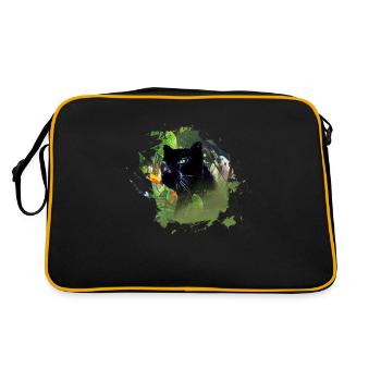 panther,cheetah,leopard,black,green,jungle - Retro Bag - black/gold - Back