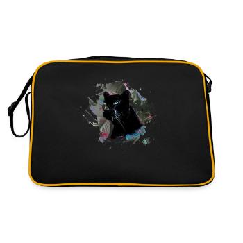 panther,cheetah,leopard,black,green,jungle - Retro Bag - black/gold - Back