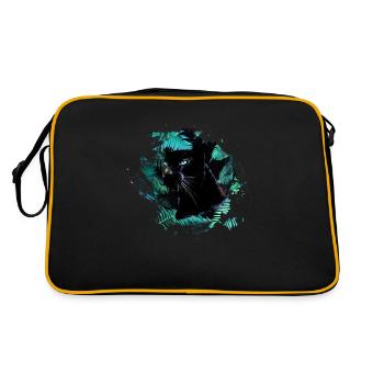 panther,cheetah,leopard,black,green,jungle - Retro Bag - black/gold - Back