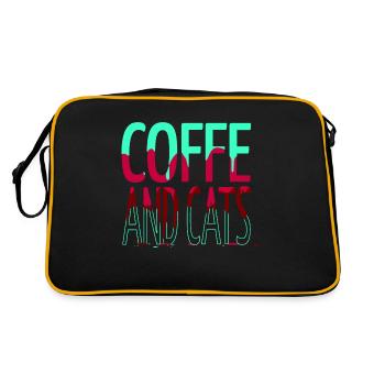 gift business cat tshirts coffee cup aww - Retro Tasche - Schwarz/Gold - Hinten