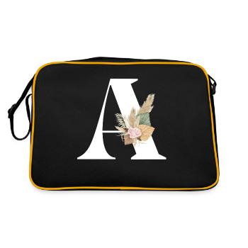 Buchstabe A blumig - Retro Tasche - Schwarz/Gold - Hinten