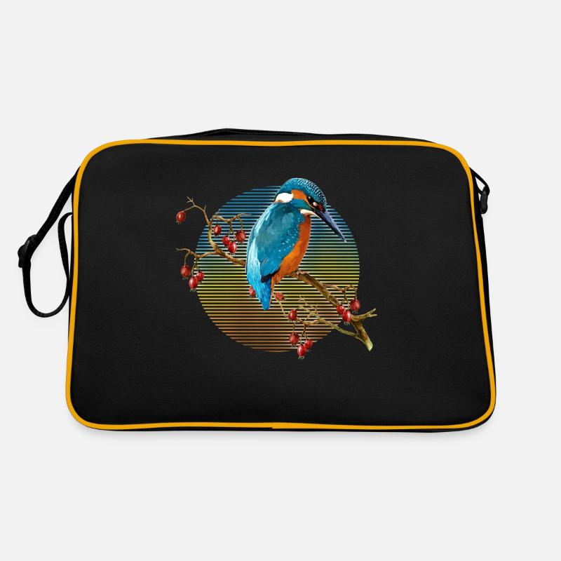 Oiseau coloré - Sac Retro - noir/or