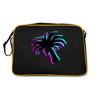 Neon Paradise: Silhouette de palmier UV Glow - Sac Retro - noir/or - Dos