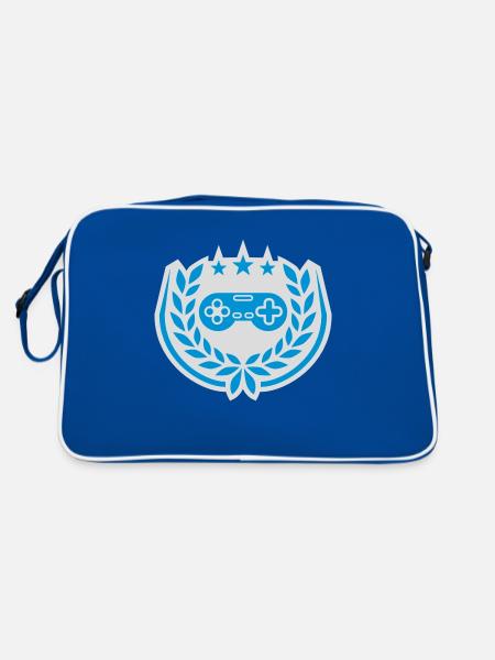 Controller Retro Sterne Lorbeerkranz - Retro Tasche - Blau/Weiß - Hinten