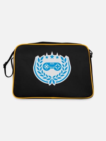 Controller Retro Sterne Lorbeerkranz - Retro Tasche - Schwarz/Gold - Hinten