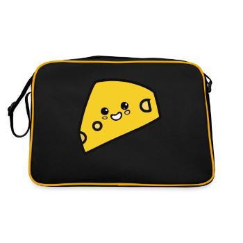 Niedlicher Käse mit Gesicht Geschenkidee - Retro Tasche - Schwarz/Gold - Hinten