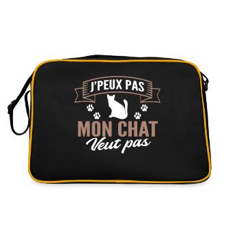 mon chat veut pas / cadeau humour chat - Sac Retro - noir/or - Dos
