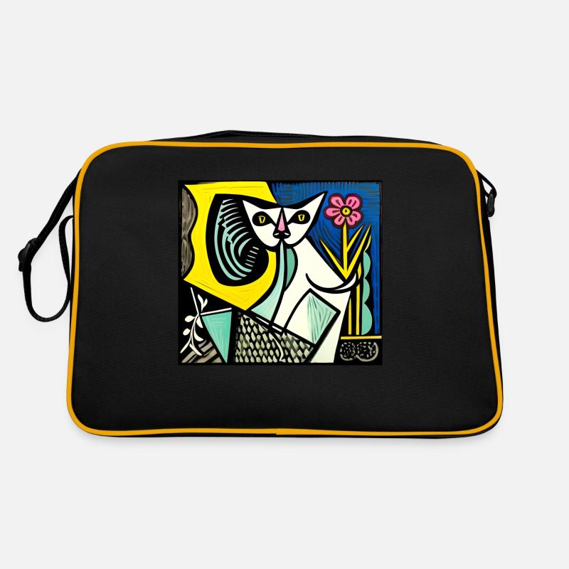 katzen 151red - Retro Tasche - Schwarz/Gold