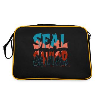 eumetopias jubatus statement bday foka mammal - Retro Tasche - Schwarz/Gold - Hinten